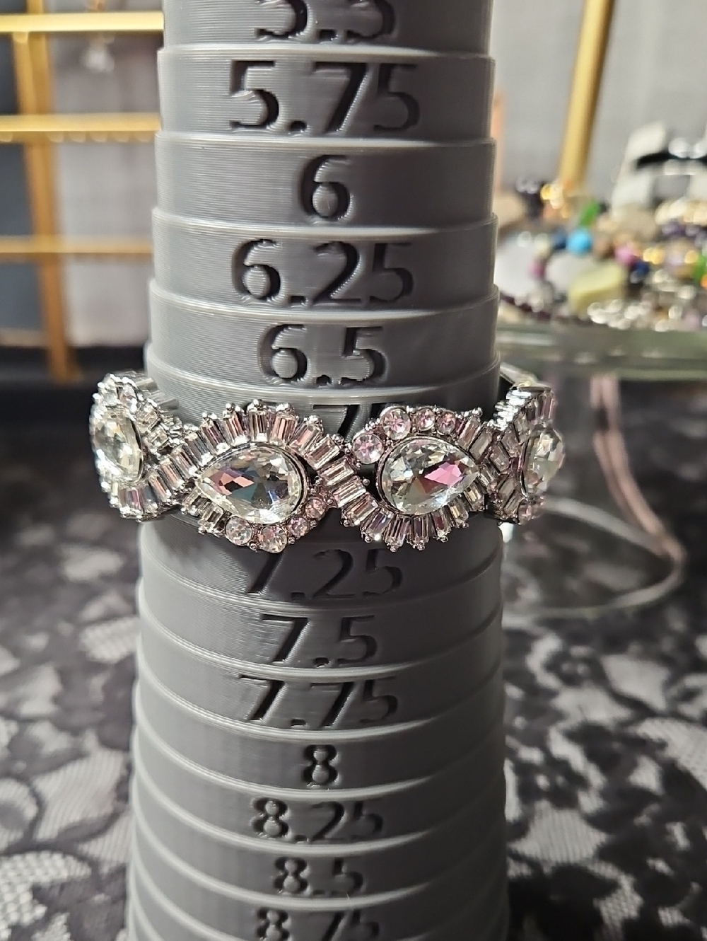 Silver and Pink Crystal Teardrop Bracelet - Brand